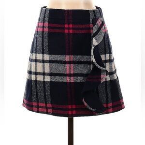 NWT J. Crew Wool blend, in red/navy/cream plaid, tartan mini skirt, size 6